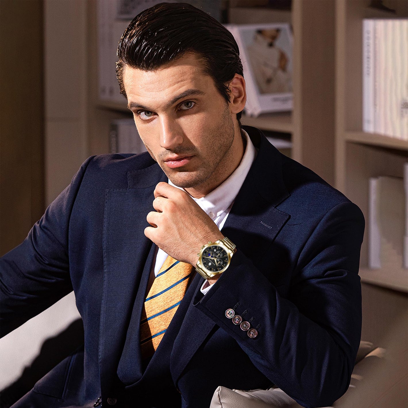 BY BENYAR Men's Watches Analog Quartz Chronograph Waterproof Stainless Steel Wrist Watches for Men Business Work Casual Sport Mens Dress Watch Unique Elegant Gifts for Men - League Looks