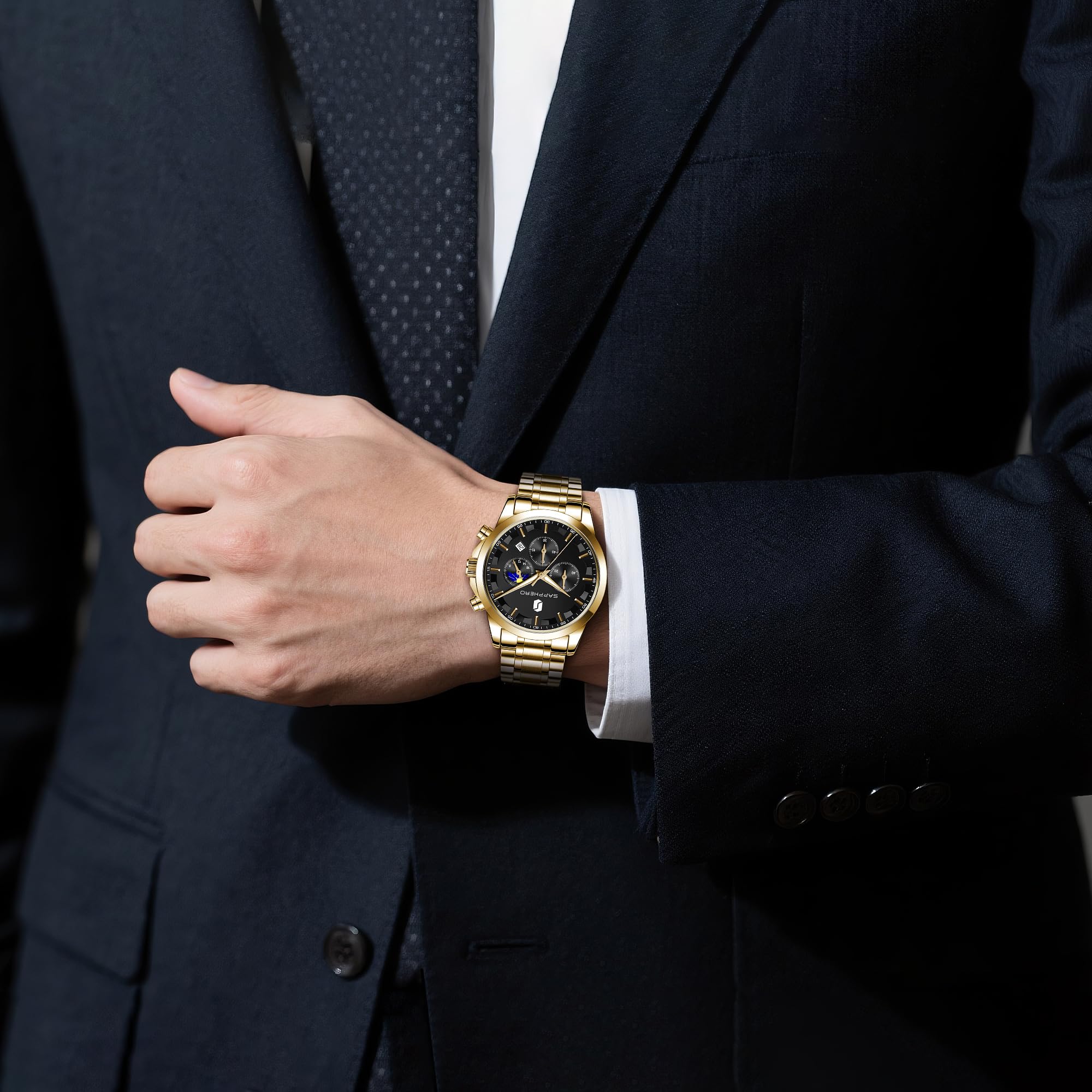 BY BENYAR Men's Watches Analog Quartz Chronograph Waterproof Stainless Steel Wrist Watches for Men Business Work Casual Sport Mens Dress Watch Unique Elegant Gifts for Men - League Looks