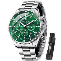 SAPPHERO Mens Watches Analog Quartz Chronograph Stainless Steel Watches for Men 50M Waterproof Men's Wrist Watch with Calendar Luxury Business Work Casual Watch Elegant Gifts for Mens - League Looks