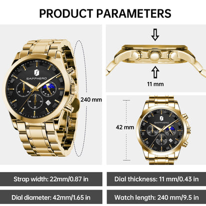 BY BENYAR Men's Watches Analog Quartz Chronograph Waterproof Stainless Steel Wrist Watches for Men Business Work Casual Sport Mens Dress Watch Unique Elegant Gifts for Men - League Looks