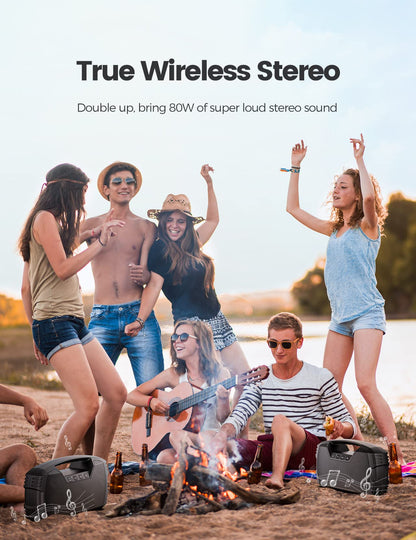 IPX7 Waterproof Bluetooth Speaker, 40W(60 Peak) Portable Wireless Speakers with Subwoofer, 32H Playtime, Stereo Loud Sound, Deep Bass, Bluetooth 5.0 with Handle for Pool, Beach, Outdoor, Gifts - League Looks