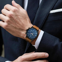 by BENYAR Watches for Men Chronograph Waterproof Luminous Date Men's Wrist Watches Business Work Casual Sport Fashion Leather Strap Dress Watch Designer Elegant Gifts for Men - League Looks
