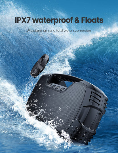 IPX7 Waterproof Bluetooth Speaker, 40W(60 Peak) Portable Wireless Speakers with Subwoofer, 32H Playtime, Stereo Loud Sound, Deep Bass, Bluetooth 5.0 with Handle for Pool, Beach, Outdoor, Gifts - League Looks
