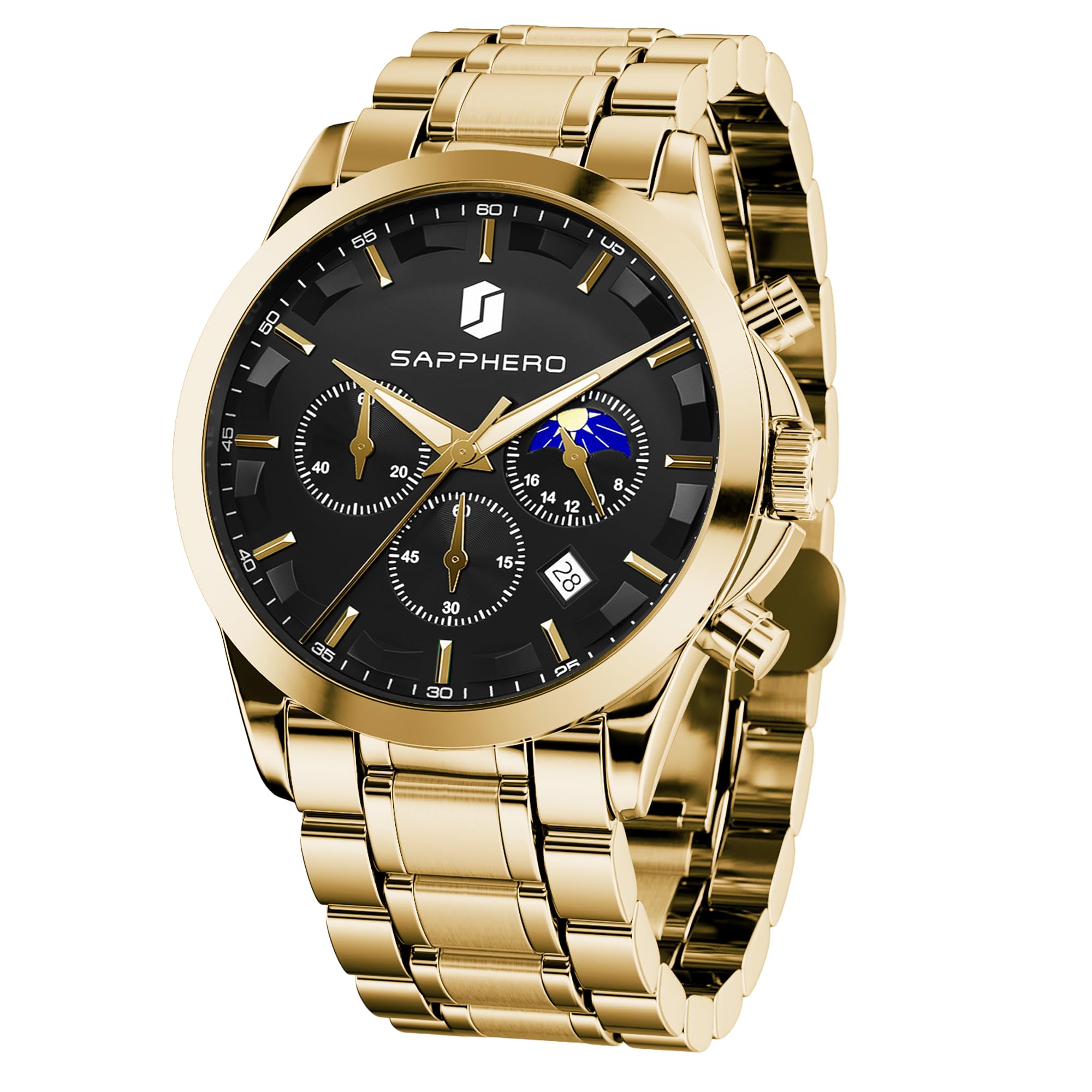 BY BENYAR Men's Watches Analog Quartz Chronograph Waterproof Stainless Steel Wrist Watches for Men Business Work Casual Sport Mens Dress Watch Unique Elegant Gifts for Men - League Looks