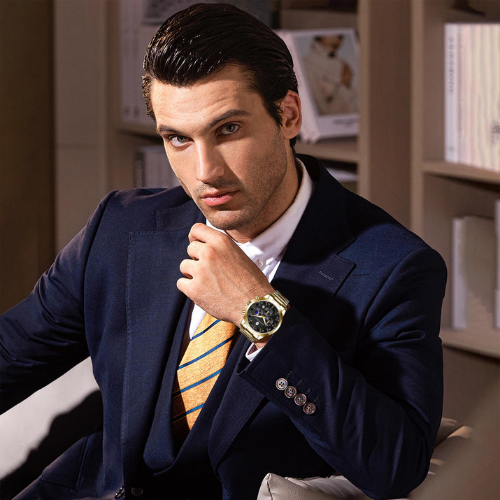 BY BENYAR Men's Watches Analog Quartz Chronograph Waterproof Stainless Steel Wrist Watches for Men Business Work Casual Sport Mens Dress Watch Unique Elegant Gifts for Men - League Looks