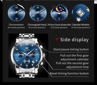 OLEVS Watches for Men Silver Mens Watches Large Blue Face Men's Wrist Watch Luxury Waterproof Stainless Steel Quartz Chronograph Fashion Mens Dress Watch Relojes para Hombres - League Looks