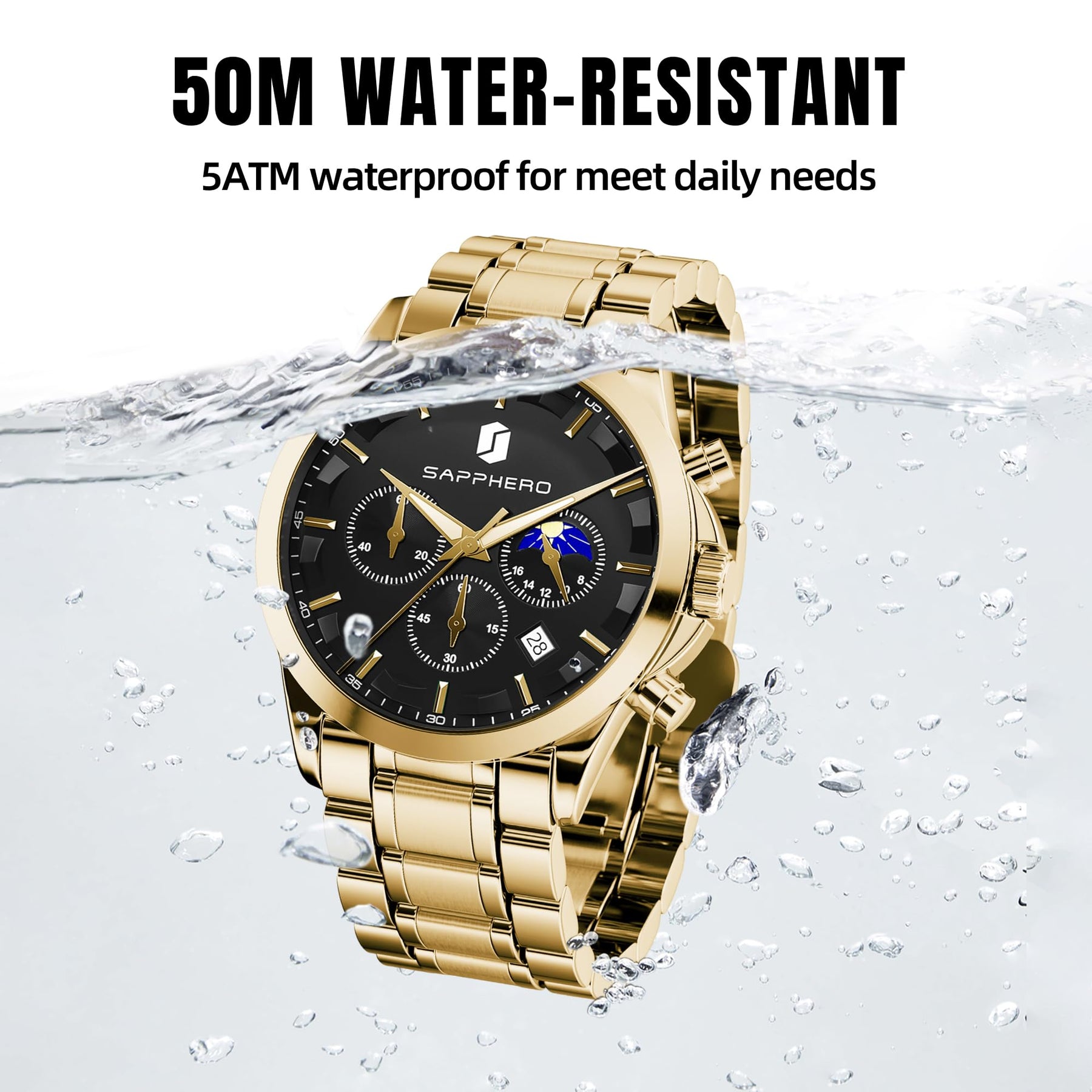 BY BENYAR Men's Watches Analog Quartz Chronograph Waterproof Stainless Steel Wrist Watches for Men Business Work Casual Sport Mens Dress Watch Unique Elegant Gifts for Men - League Looks