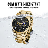 BY BENYAR Men's Watches Analog Quartz Chronograph Waterproof Stainless Steel Wrist Watches for Men Business Work Casual Sport Mens Dress Watch Unique Elegant Gifts for Men - League Looks