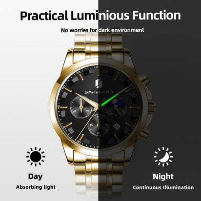 BY BENYAR Men's Watches Analog Quartz Chronograph Waterproof Stainless Steel Wrist Watches for Men Business Work Casual Sport Mens Dress Watch Unique Elegant Gifts for Men - League Looks
